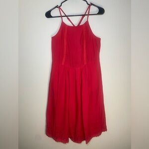 SO Red Halter Midi Sundress for Prom